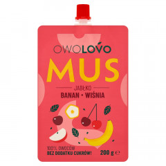Mus Owolovo b/c jabłko-banan-wiśnia 200g 