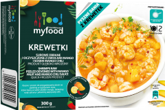 MyFood Krewetki surowe obrane i oczyszczone z owocami mango i sosem mango chili, produkt głęboko mrożony, 300 g