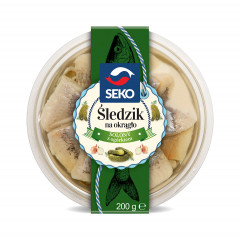Śledzik Seko na okrągło solony z ogórkiem 200g 