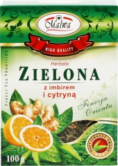 MALWA HERBATA ZIELONA LIŚCIASTA Z IMBIREM I CYTRYNĄ 100G