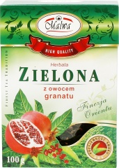 MALWA HERBATA ZIELONA LIŚCIASTA Z OWOCEM GRANATU 100G