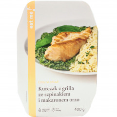 Danie eat me kurczak z grilla ze szpinakiem i makaronem orzo 
