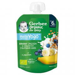 Gerber Organic Banany jagody z jogurtem i płatkami zbóż po 6. miesiącu 