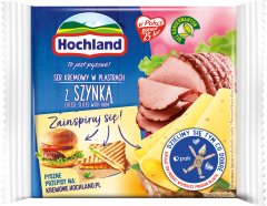 Hochland Ser kremowy w plastrach z szynką 130 g