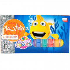 Plastelina 10 kolorów brokatowa 