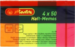 Herlitz Kartki samoprzylepne 20/50 4x50 rk neonowe