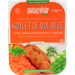 Danie naturalnie smaczne kotlet de volaille z puree i marchewką 