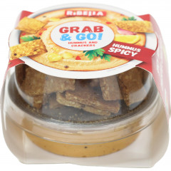 Hummus Ribella Grab&Go pikantny z krakersami z ciecierzycy 