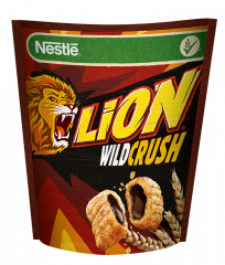 Nestlé Lion WildCrush Chrupiące płatki z nadzieniem o smaku karmelowo-czekoladowym 350 g