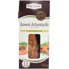 Łosoś wędzony na gorąco z koperkiem. 