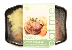 Kotlet pożarski z puree i marchewką w talarkach 