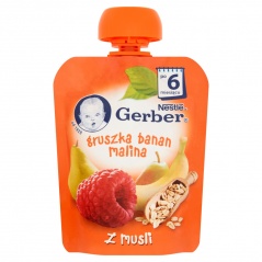 Gerber Deserek w tubce gruszka banan malina z musli po 6 miesiącu 90 g