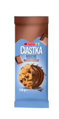 Ciastka Spar kruche z kawałkami czekolady i krem czekoladowy 