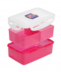 Pojemnik plastik prostokątny dzielony różowy 1l 