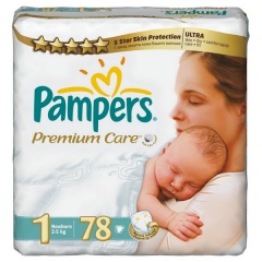 Pieluszki Pampers Premium Care, rozmiar 1. 78 szt, 2-5kg 
