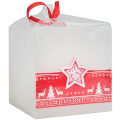 Scandinavian lampion kwadrat 110x105 czerwony gwiazdka 