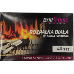 Rozpałka grill time biała do grilla kominka i pieca 40szt 