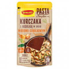 Pomysł na pasta kurczak fasola sos miód cebula 