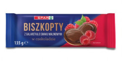 Biszkopty Spar z galaretką smak malinowy w czekoladzie 
