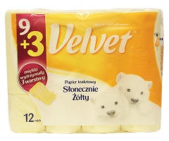Papier toaletowy Velvet słonecznie żółty 3w /12rolek 