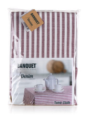 Obrus denim 120cm x 140cm bordowy 