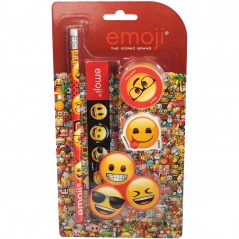 Zestaw 4 przyborów szkolnych emoji 