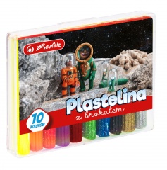 Plastelina Herlitz 10 kolorów fluorescencyjno-brokatowa 