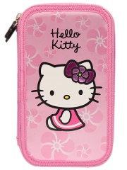 Piórnik z wyposażeniem dwukomorowy Hello Kitty 