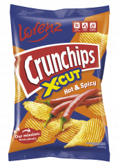 Grubo krojone chipsy ziemniaczane Crunchips x-cut Hot & Spicy 140g