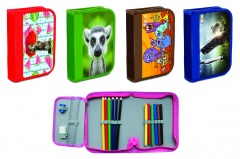 Piórnik szkolny gimboo 1 kom.,1 przekł., z wypos. - 15 el, mix 