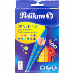 Pelikan kredki trójkątne, grube (12) silverino
