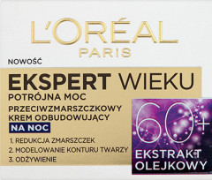 L'Oreal Paris Ekspert Wieku 60+ Przeciwzmarszczkowy krem odbudowujący na noc 50 ml