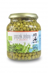 Groszek zielony w zalewie w słoiku bio europa 