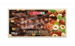 Czekolada Spar mleczna z całymi orzechami laskowymi 