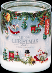 Świeca zapachowa bolsius merry christmas w szkle 82/68 amarena biała 