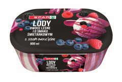 Lody Spar owoce leśne i smak śmietankowy z sosem owoce leśne 