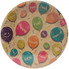 Talerze papierowe - Kraft Balloons (12 szt.) certyfikowane FSC