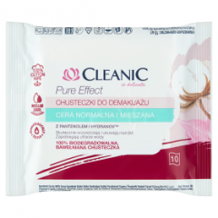 Chusteczki nawilżane cleanic do demakijażu z pantenolem 