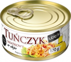Tuńczyk rozdrobniony w oleju roślinnym- lubię:) 