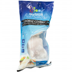 MSC MyFood Dorsz czarny (Pollachius virens) porcje z fileta ze skórą, produkt głęboko mrożony, rozmiar: 120-170 g, glazura: 10%, 450/500 g