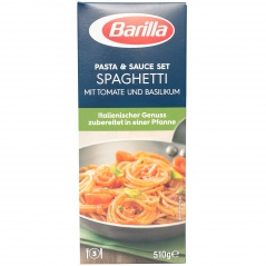 Gotowe danie makaron+sos z pomidorami i bazylią barilla 