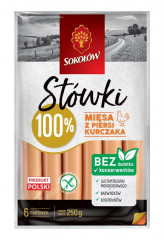Parówki Sokołów stówki z mięsa z piersi kurczaka 250g 