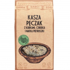 Kasza pęczak z kurkami,cebulką i natką pietruszki 