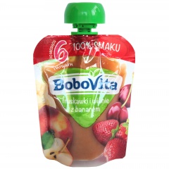 Mus Bobovita truskawki i wiśnie z bananem 