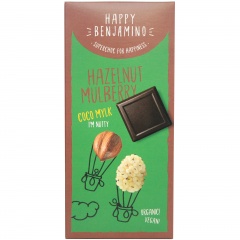 Czekolada wegańska z orzechami laskowymi i morwą bio 