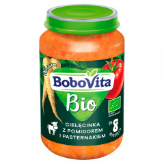 Obiad Bobovita bio cielęcina z pomidorami i pasterniakiem 