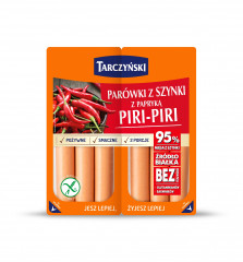Parówki z Szynki z Papryką Piri Piri 180g Gaz w Kartonie 10 Sztuk
