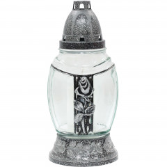 Znicz 167 róża, czas palenia 24h ( do wyboru srebrny lub złoty ) 