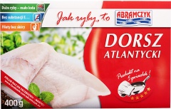 ABRAMCZYK Dorsz Atlantycki Polędwice Bez Skóry Bez Dodatków 10% 360/400G