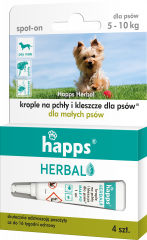 Krople na pchły i kleszcze happs dla małych psów herbal 4x4ml 